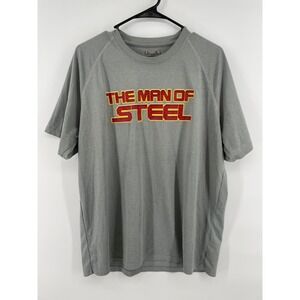 🚀 Under Armour‎ HeatGear Superman Man of Steel Graphic T-Shirt Mens L Gray DC